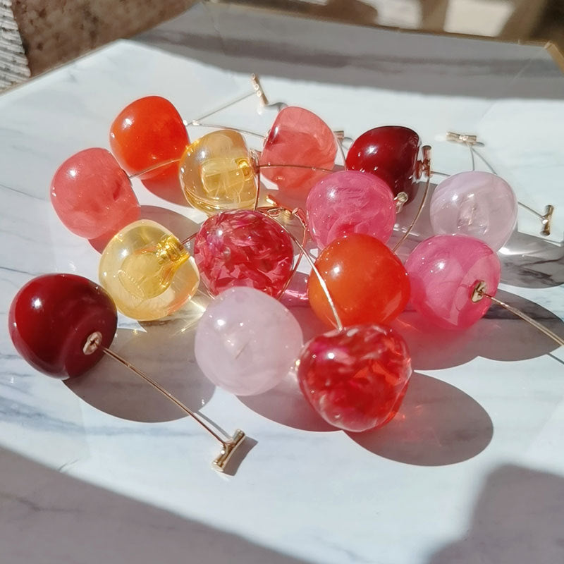 Acrylic New Cherry Earrings (Minimo de Compra 12) MIC-QiuS006