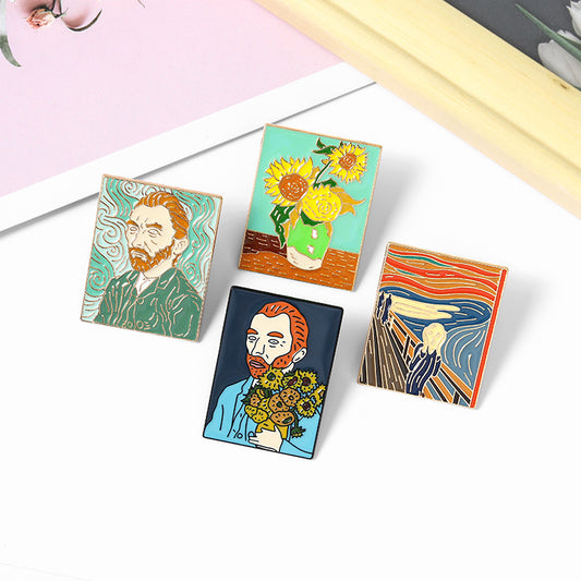 Alloy Van Gogh's classic oil painting brooch MIC-ZhiN007