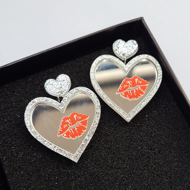 Acrylic glitter love earrings MYA-XueP046