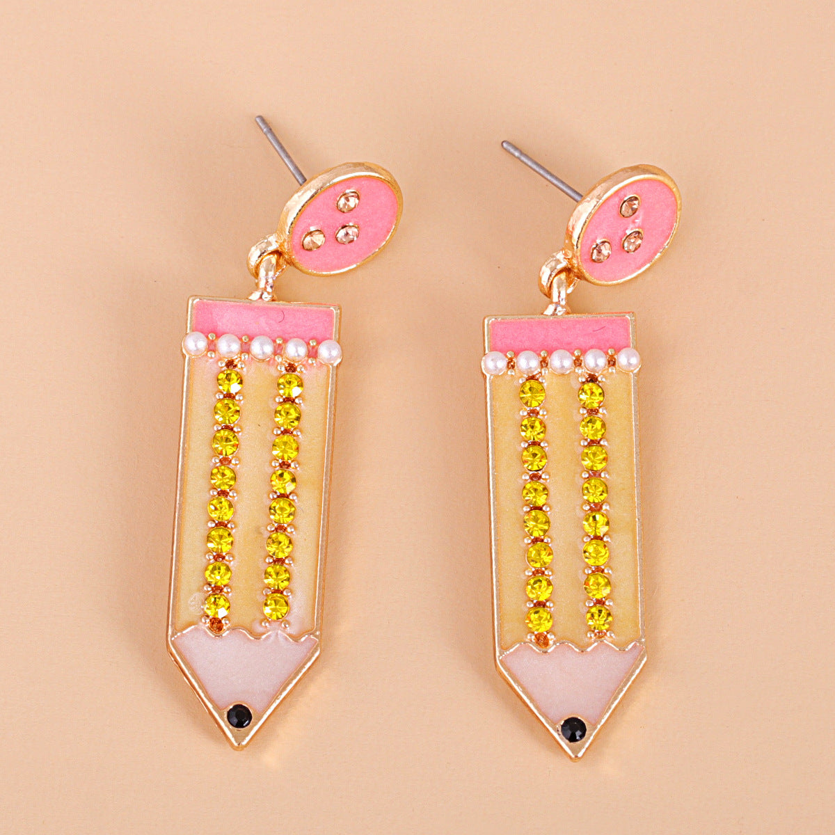 Alloy colored pencil fun earrings MIC-JuJ011