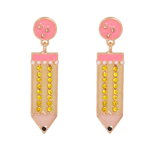 Alloy colored pencil fun earrings MIC-JuJ011