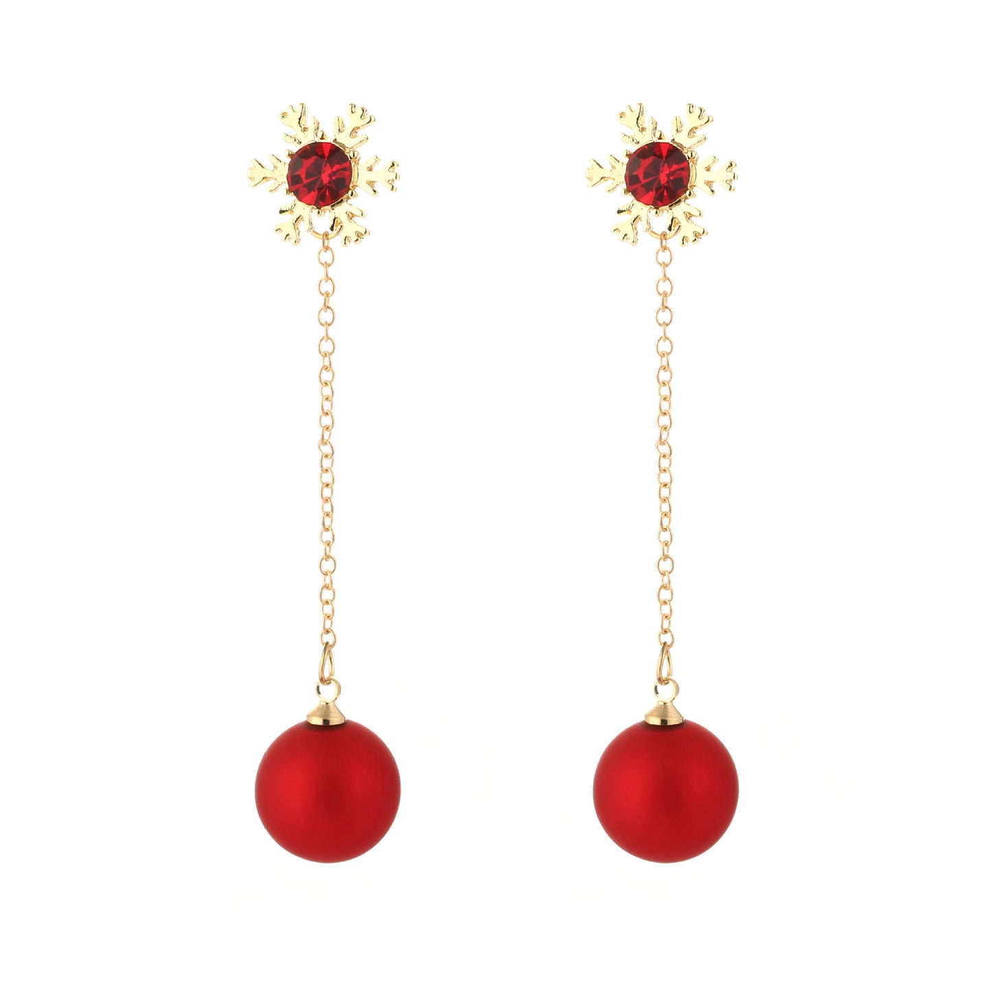 Alloy Christmas Snowflake Red Pearl Earrings (Minimo de Compra 2) MIC-MDD097