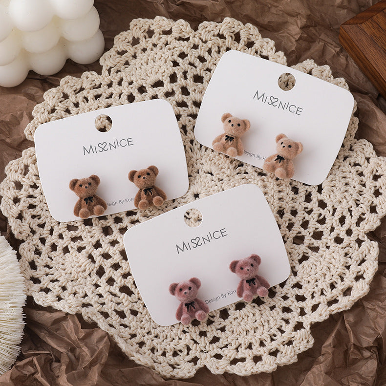 Alloy velvet butterfly teddy bear earrings MIC-MiS022