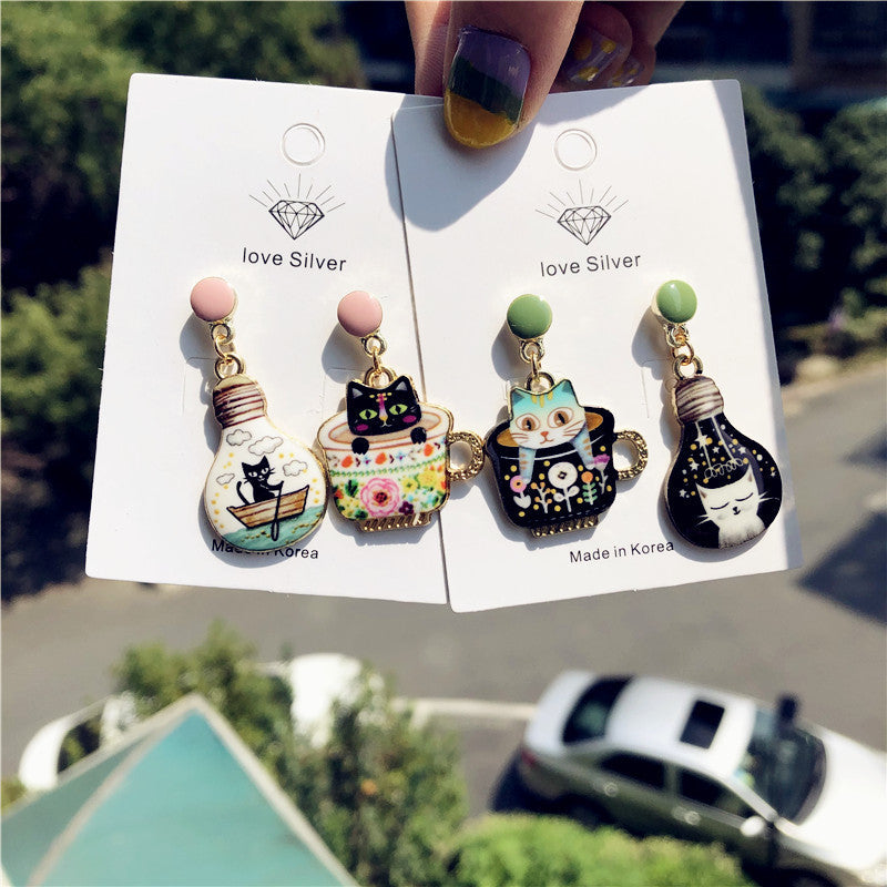 Alloy cartoon cute cat slave series earrings MIC-XingJ079