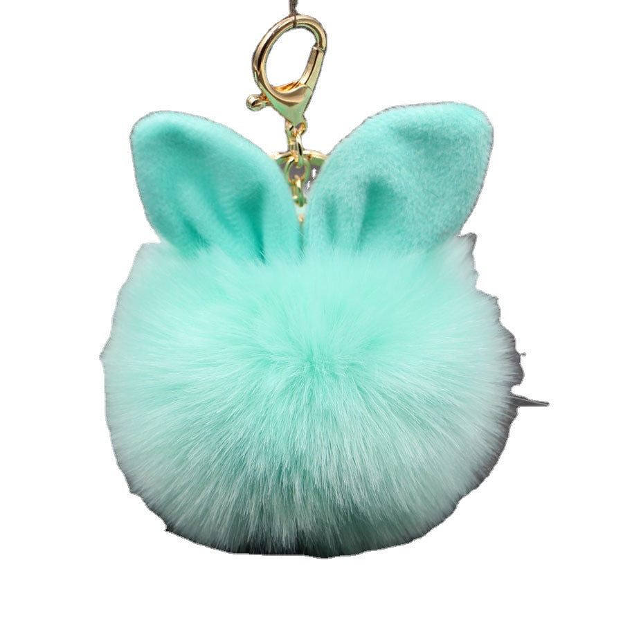 Alloy Imitation Rabbit Hair Rabbit Ear Hair Ball Pom Pom  Keychain MIC-Zuge006