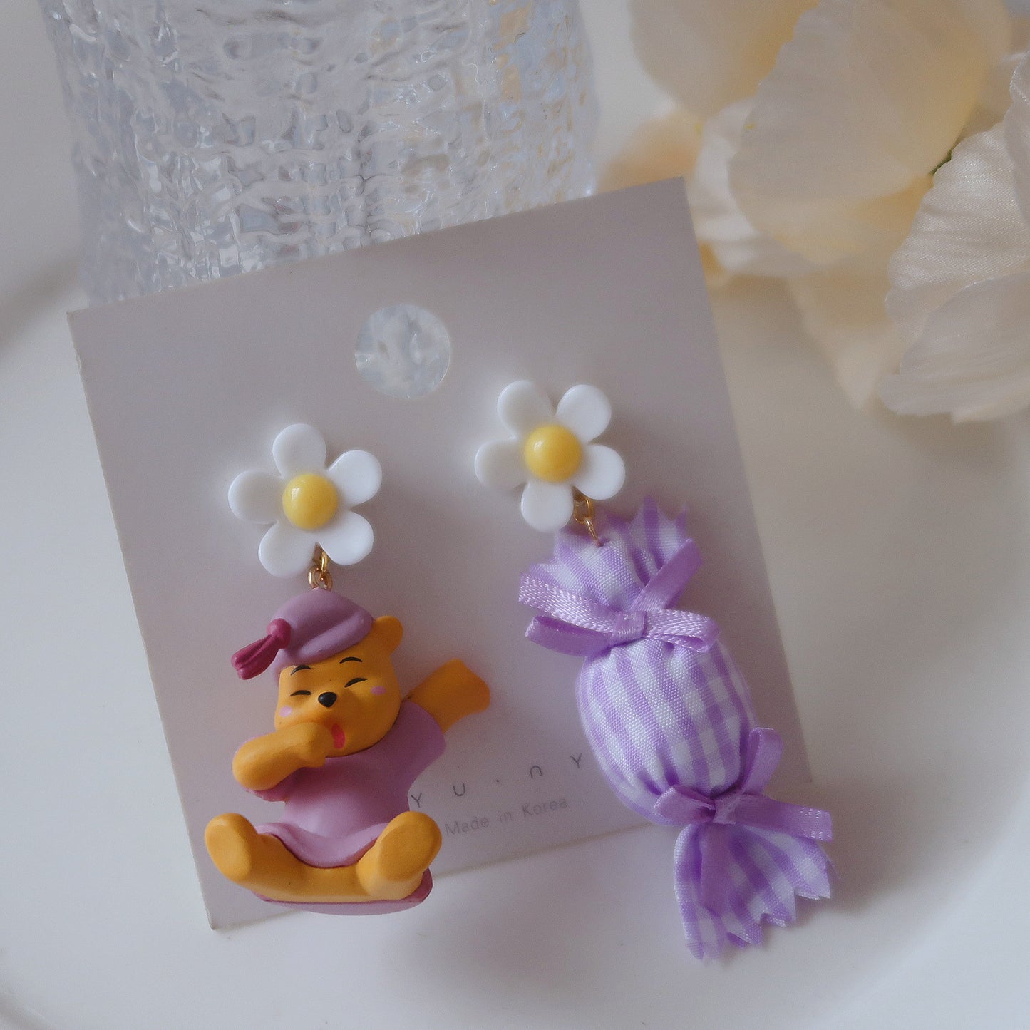 Resin cartoon girl purple earrings MIC-XME005