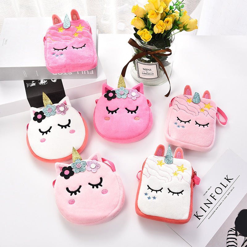 Plush cartoon unicorn messenger shoulder bag(Minimo de compra 5) MIC-SaiM002