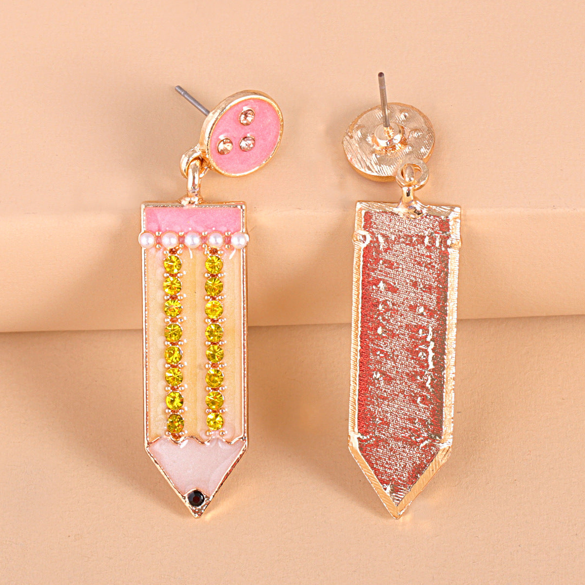 Alloy colored pencil fun earrings MIC-JuJ011