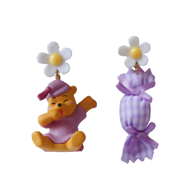 Resin cartoon girl purple earrings MIC-XME005