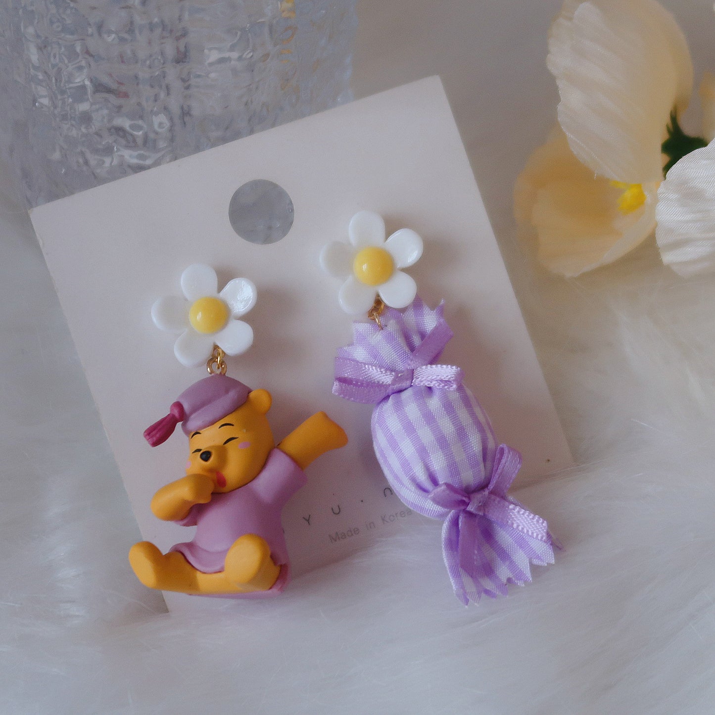 Resin cartoon girl purple earrings MIC-XME005