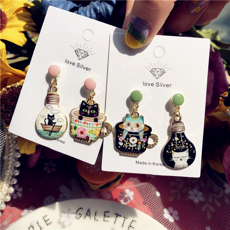 Alloy cartoon cute cat slave series earrings MIC-XingJ079