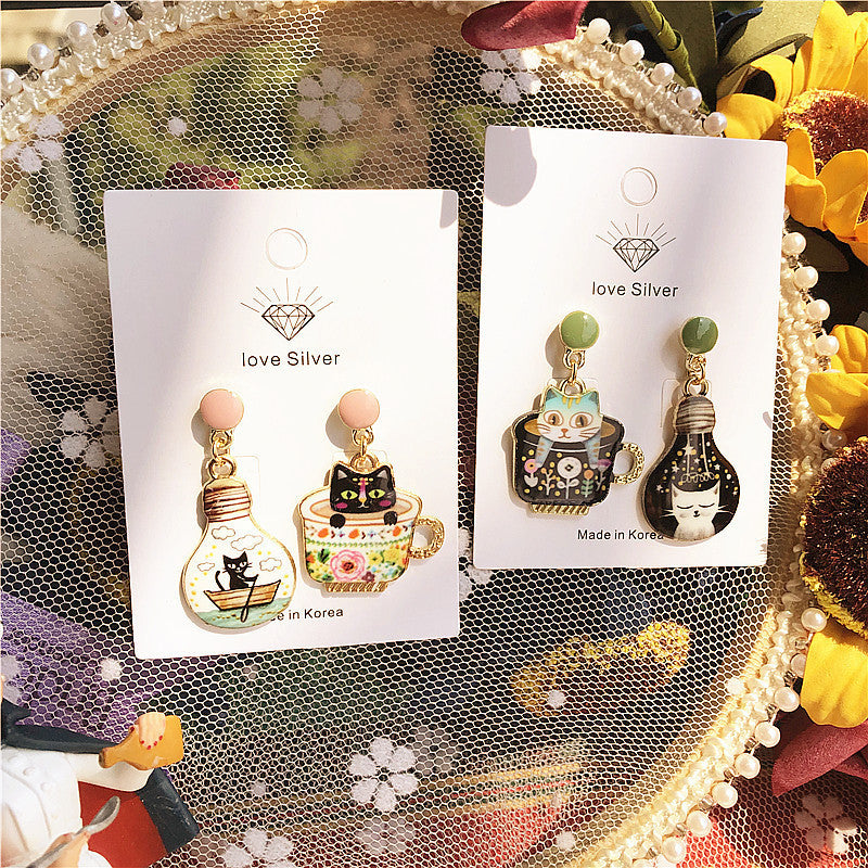 earrings alloy cat slave series light bulb cat MQO≥2 waiwai001