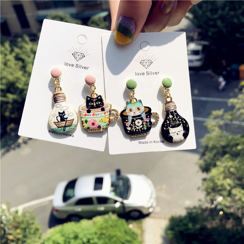 Alloy cartoon cute cat slave series earrings MIC-XingJ079