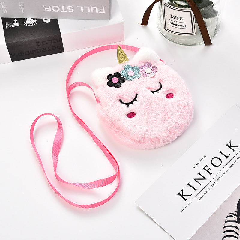 Plush cartoon unicorn messenger shoulder bag(Minimo de compra 5) MIC-SaiM002