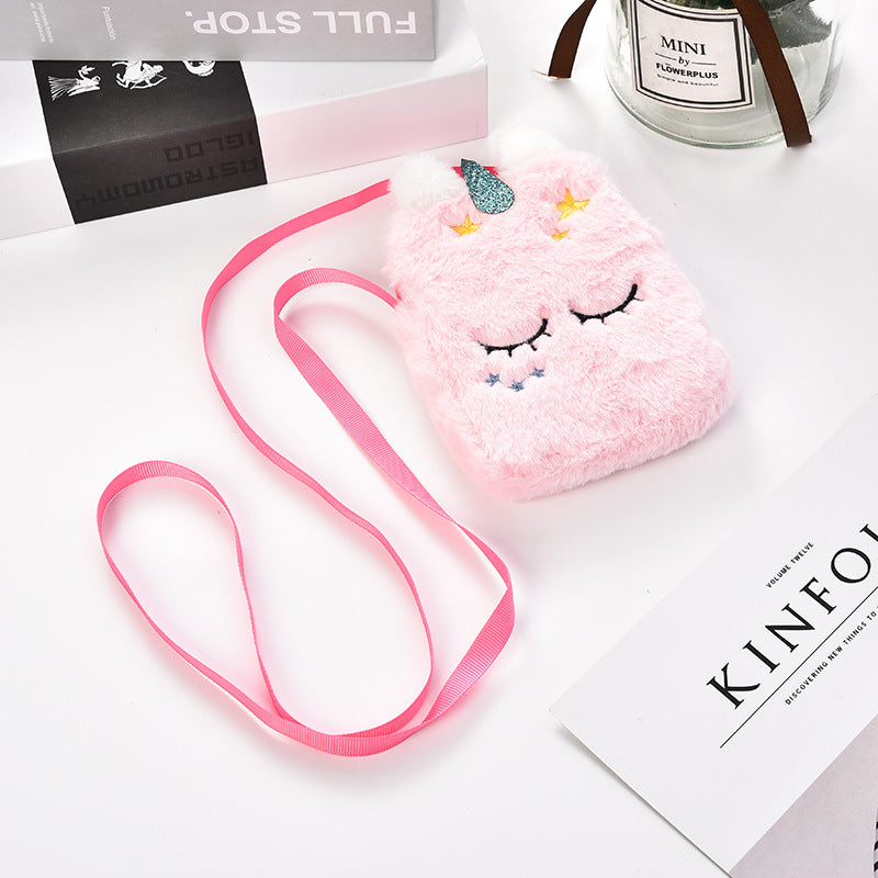 Plush cartoon unicorn messenger shoulder bag(Minimo de compra 5) MIC-SaiM002