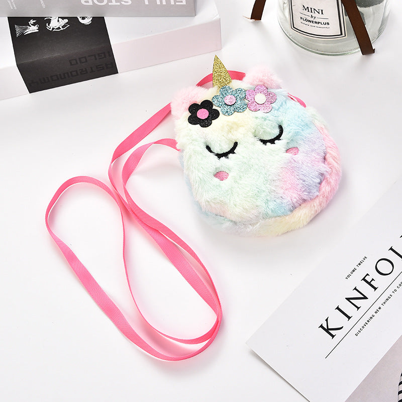 Plush cartoon unicorn messenger shoulder bag(Minimo de compra 5) MIC-SaiM002