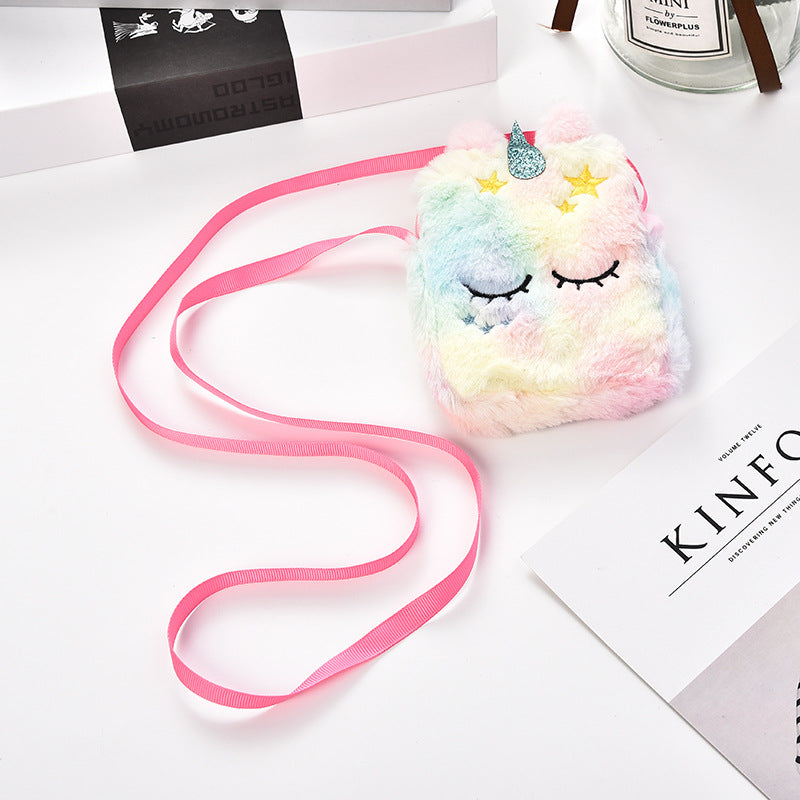 Plush cartoon unicorn messenger shoulder bag(Minimo de compra 5) MIC-SaiM002