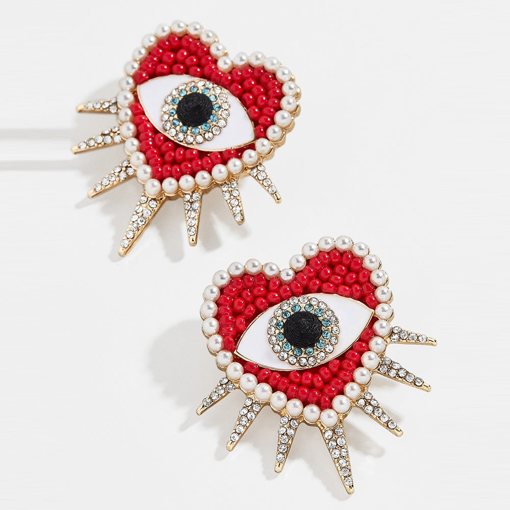 Red Devil's Eye Rice Bead Earrings Minimo de compra 2 yida001