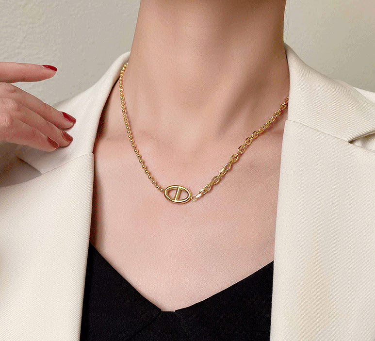 Gold Plated Titanium Short Clavicle Chain MYA-YiS001