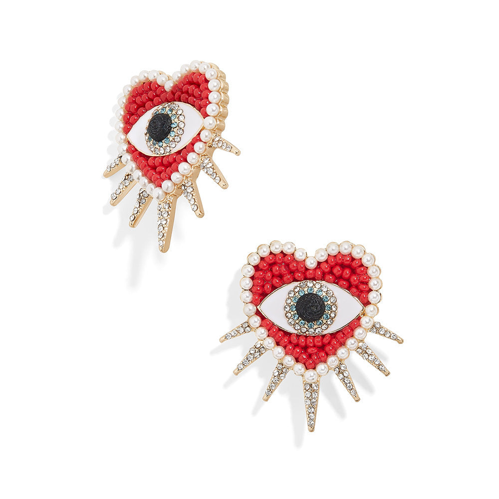 Red Devil's Eye Rice Bead Earrings Minimo de compra 2 yida001