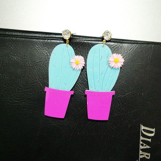 Acrylic Cactus Ball Cactus Earrings MIC-NingD035