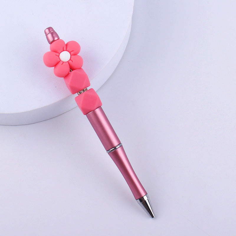 Beadable Pens Handmade Flower Silicone Beaded Ballpoint Pen GuangTian004