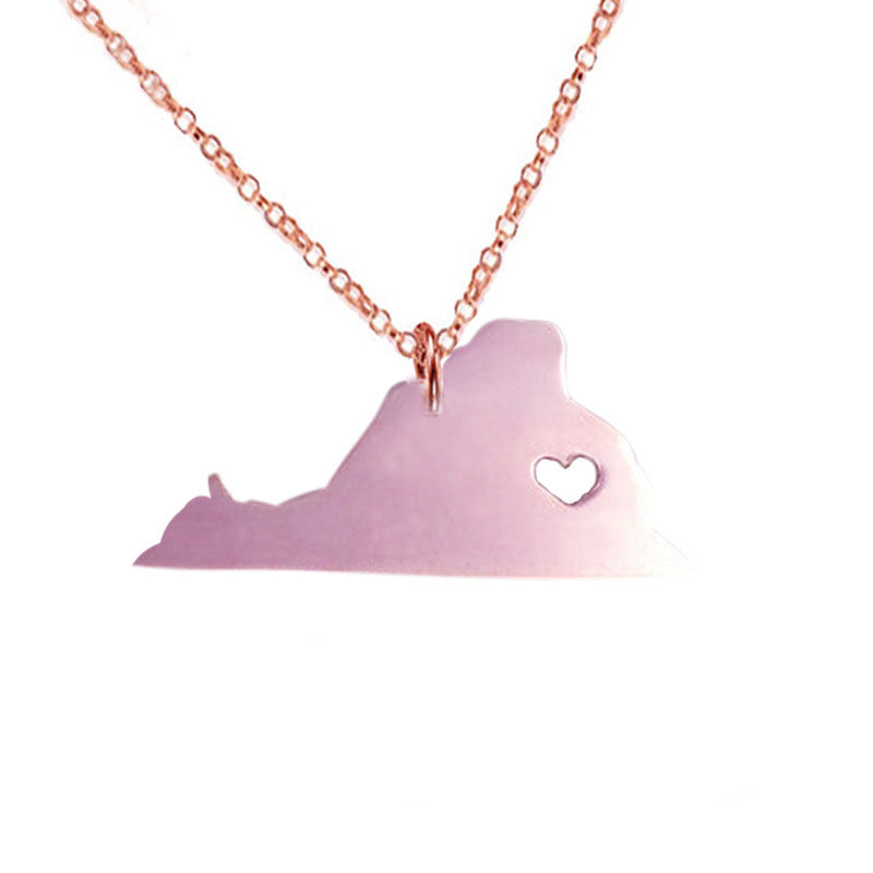 Necklaces Stainless Steel Virginia US State Map Minimo de compra 2 Fangt002