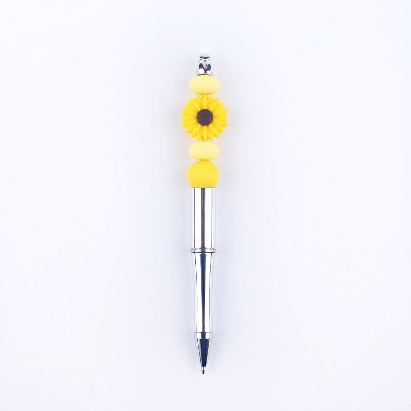 Beadable Pens Handmade Daisy Silicone Beaded Ballpoint Pen GuangTian003