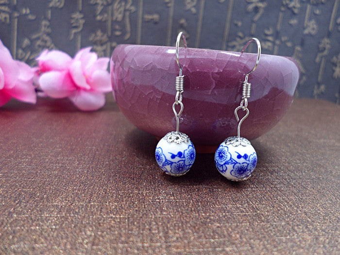 Alloy Chinese style ceramic earrings (Minimo de Compra 2) MIC-KaT009