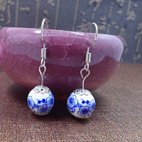 Alloy Chinese style ceramic earrings (Minimo de Compra 2) MIC-KaT009