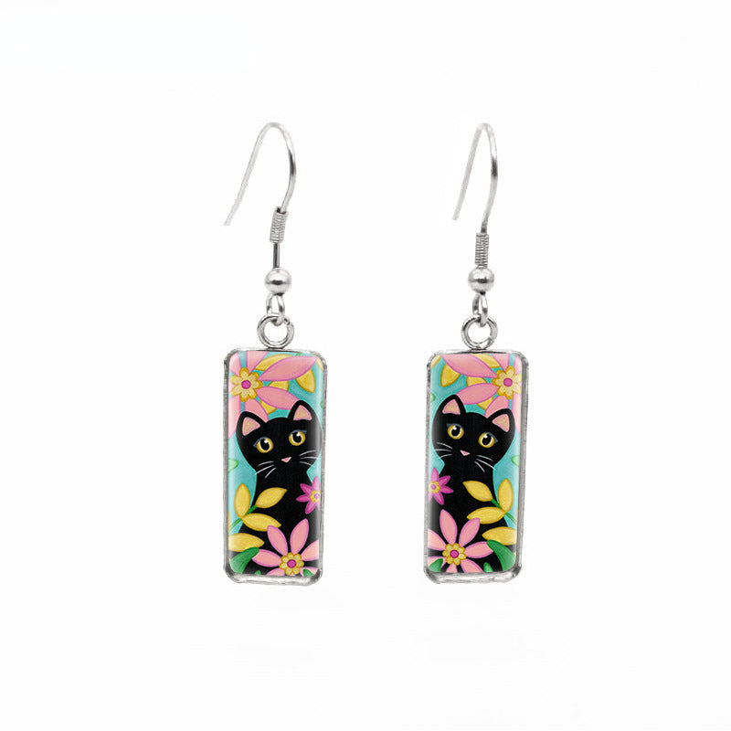 earrings stainless steel black cat Minimo de compra 2 (M) xiangl020