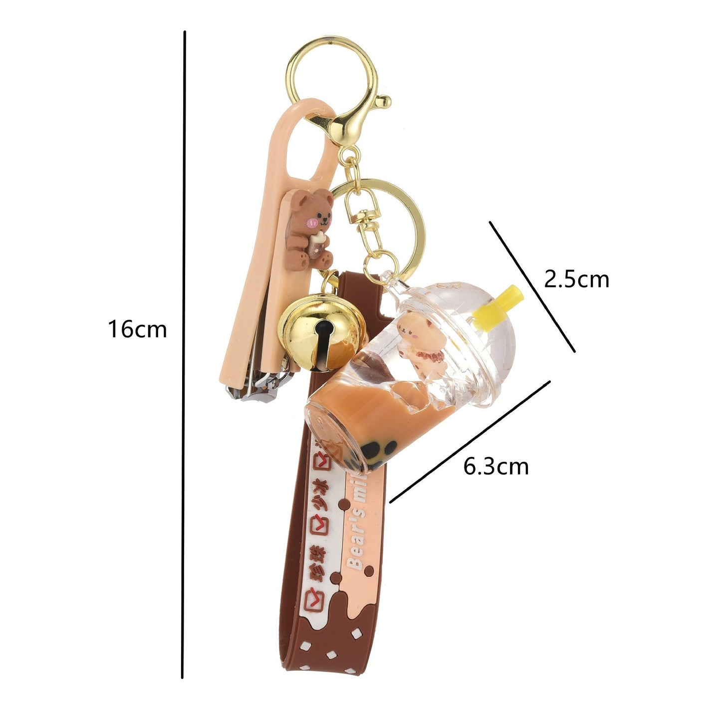 Acrylic Into Oil Floating Pearl Milk Tea Keychain WAN025