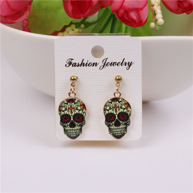 Acrylic Halloween popular skull earrings  (Minimo de Compra 2) MIC-MiL001