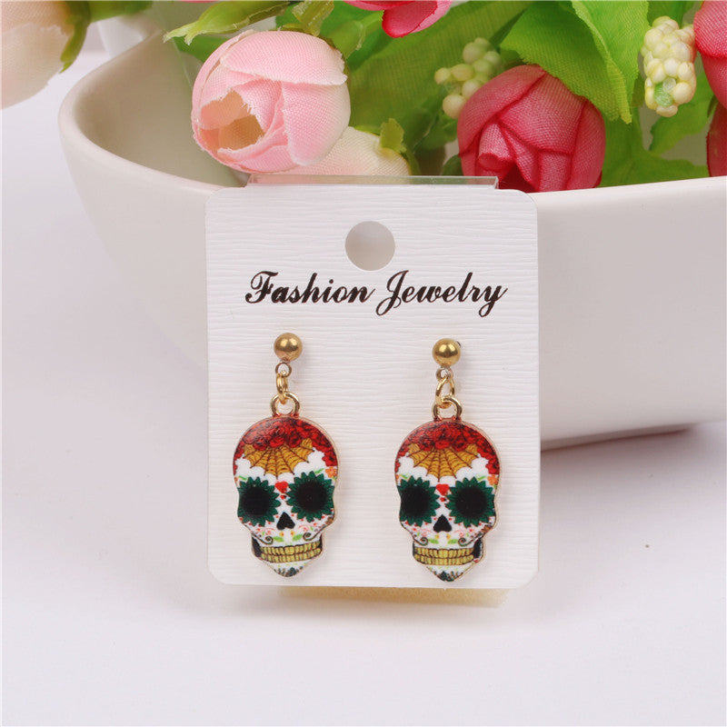 Acrylic Halloween popular skull earrings  (Minimo de Compra 2) MIC-MiL001