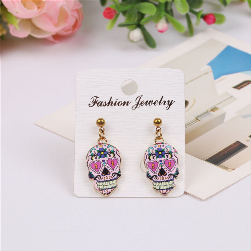 Acrylic Halloween popular skull earrings  (Minimo de Compra 2) MIC-MiL001