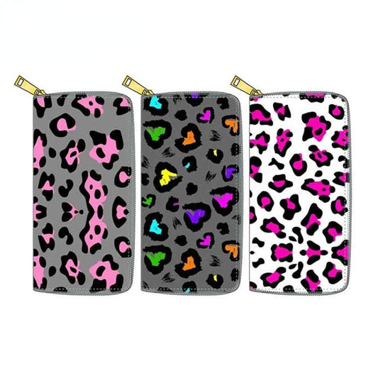 new leopard print PU long zipper wallet DengX022