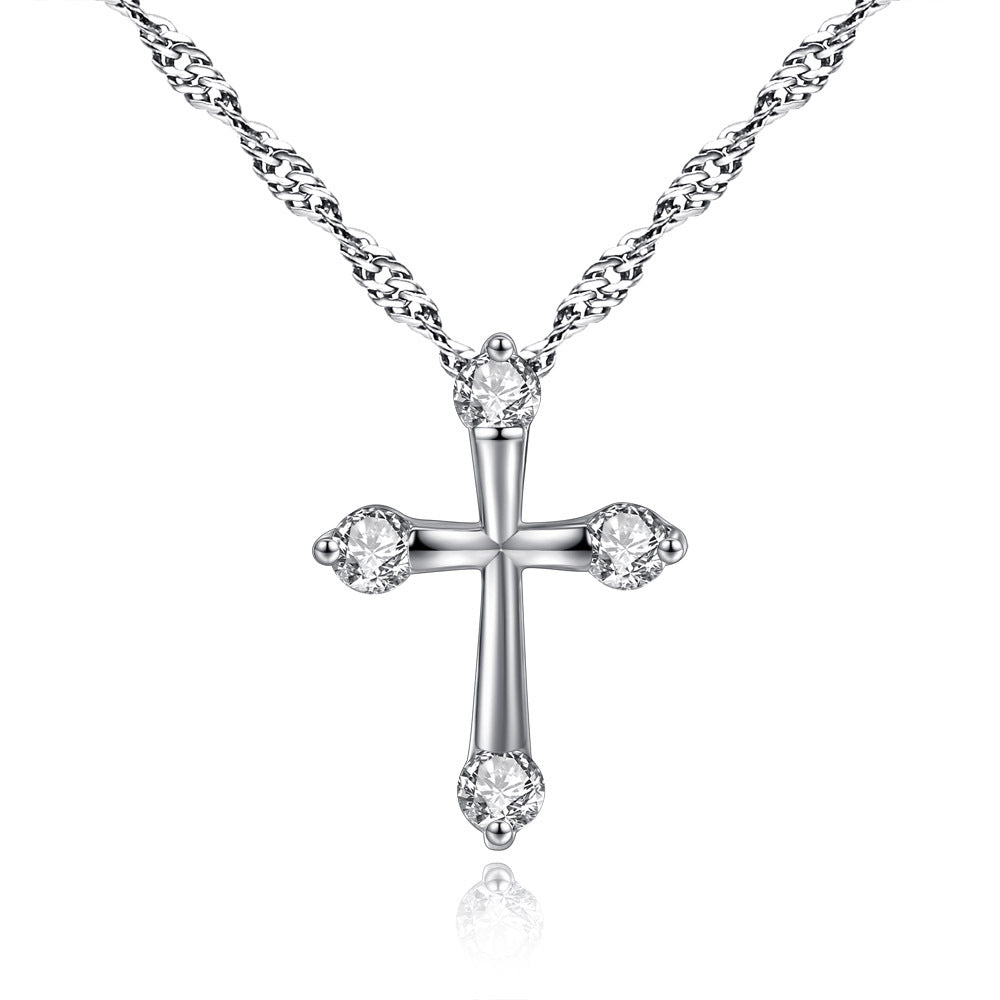 Alloy round zirconium cross necklace (Minimo de Compra 2)  MYA-WeiL005