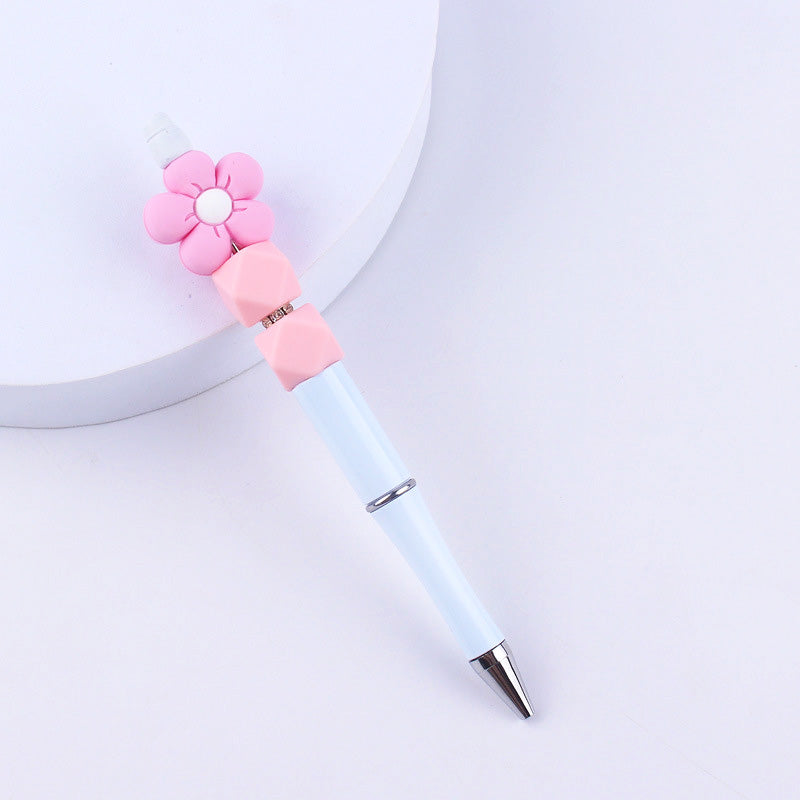 Beadable Pens Handmade Flower Silicone Beaded Ballpoint Pen GuangTian004