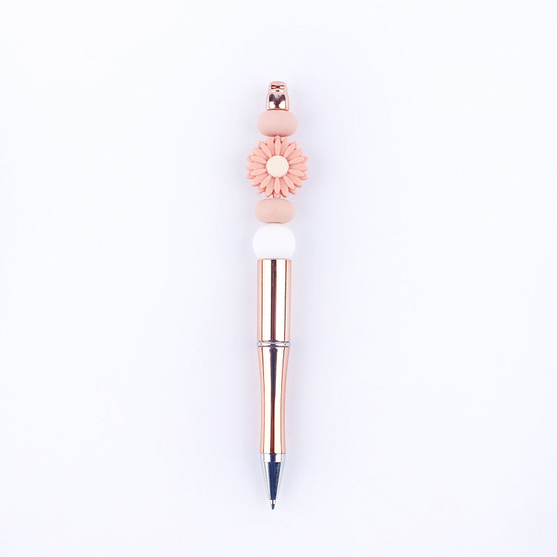 Beadable Pens Handmade Daisy Silicone Beaded Ballpoint Pen GuangTian003