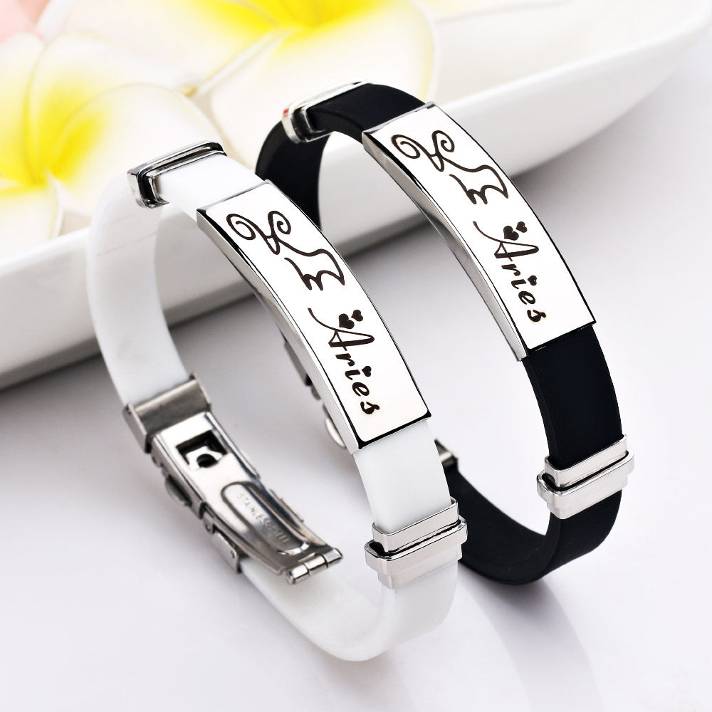 Bracelet Stainless Steel 12 Constellation Simple Minimo de compra 2 LiuJ008