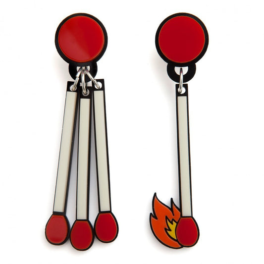 Acrylic red matchstick earrings MIC-NingD010