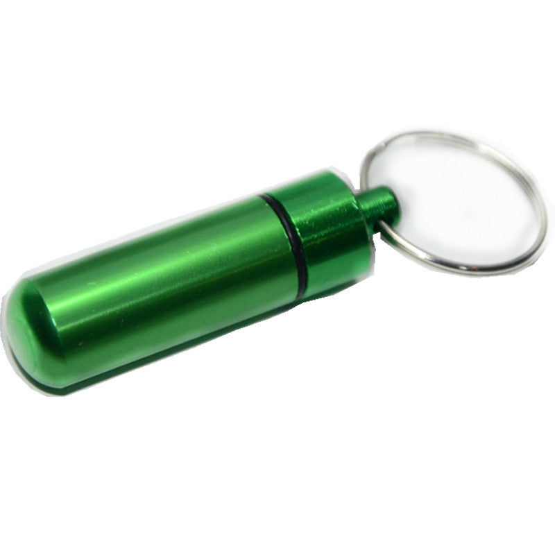 Outdoor Small Round First Aid Aluminum Alloy Pill Bottle Keychain KaBiao001