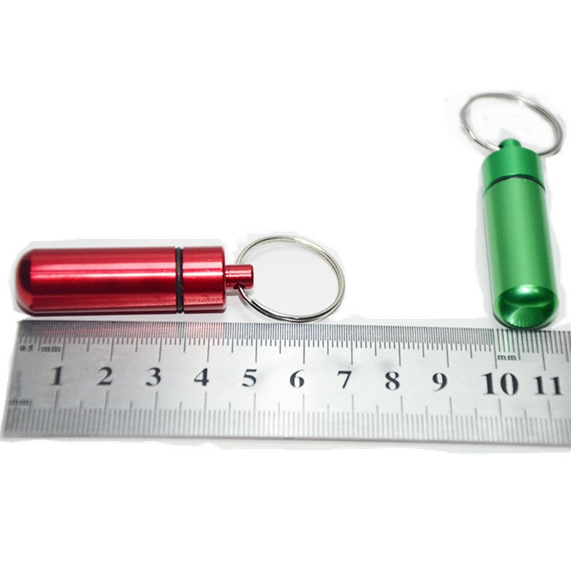 Outdoor Small Round First Aid Aluminum Alloy Pill Bottle Keychain KaBiao001