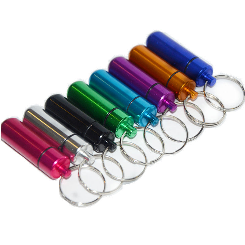 Outdoor Small Round First Aid Aluminum Alloy Pill Bottle Keychain KaBiao001