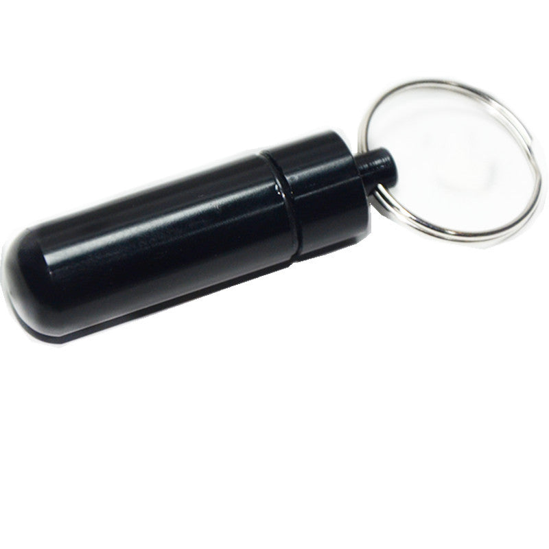 Outdoor Small Round First Aid Aluminum Alloy Pill Bottle Keychain KaBiao001