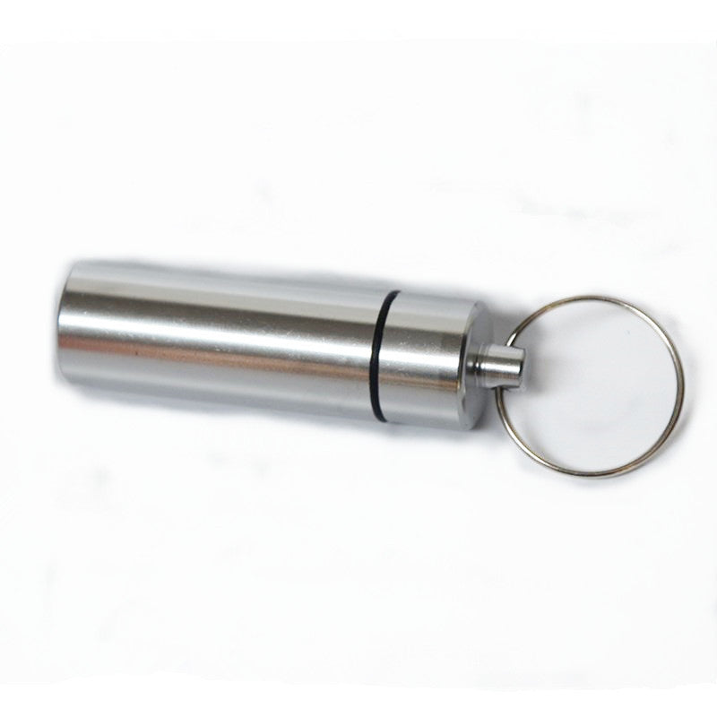 Outdoor Small Round First Aid Aluminum Alloy Pill Bottle Keychain KaBiao001