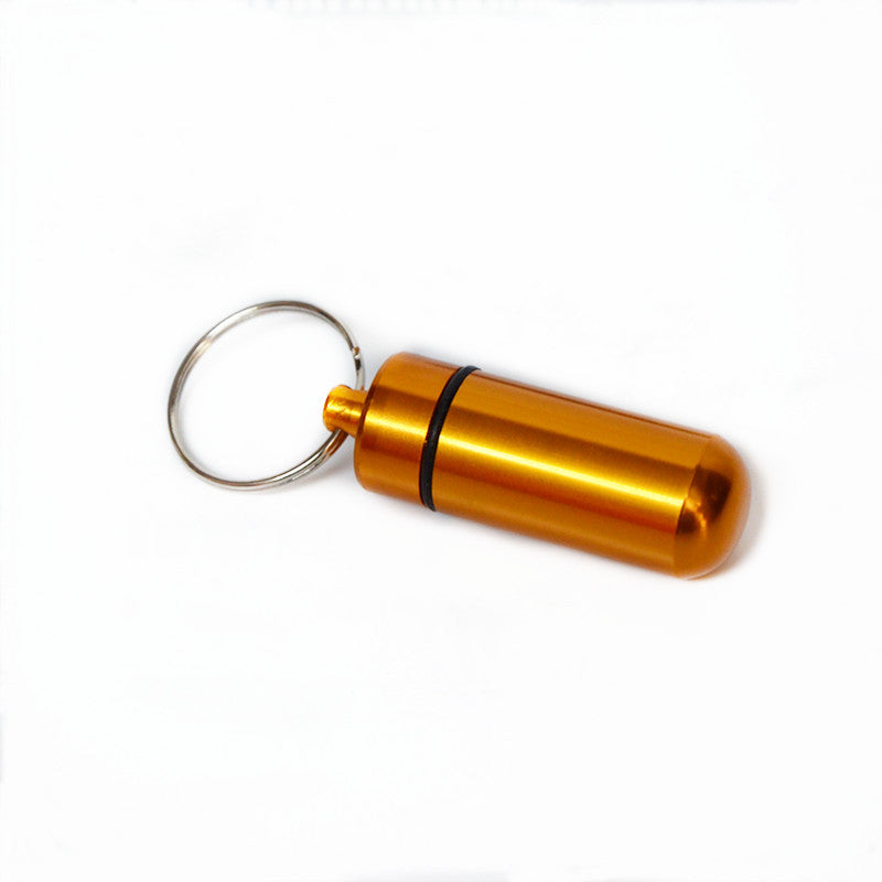 Outdoor Small Round First Aid Aluminum Alloy Pill Bottle Keychain KaBiao001