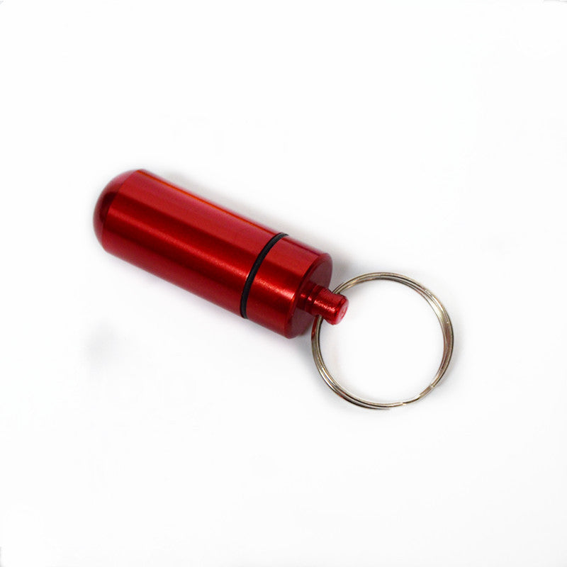 Outdoor Small Round First Aid Aluminum Alloy Pill Bottle Keychain KaBiao001