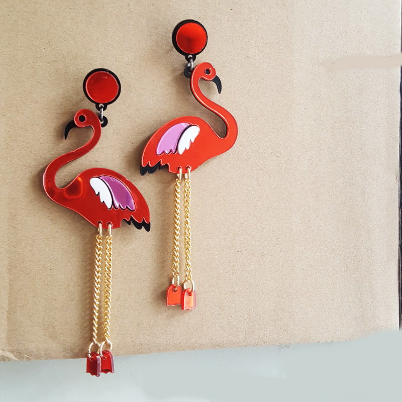 Acrylic Red Flamingo Earrings MYA-NingD050