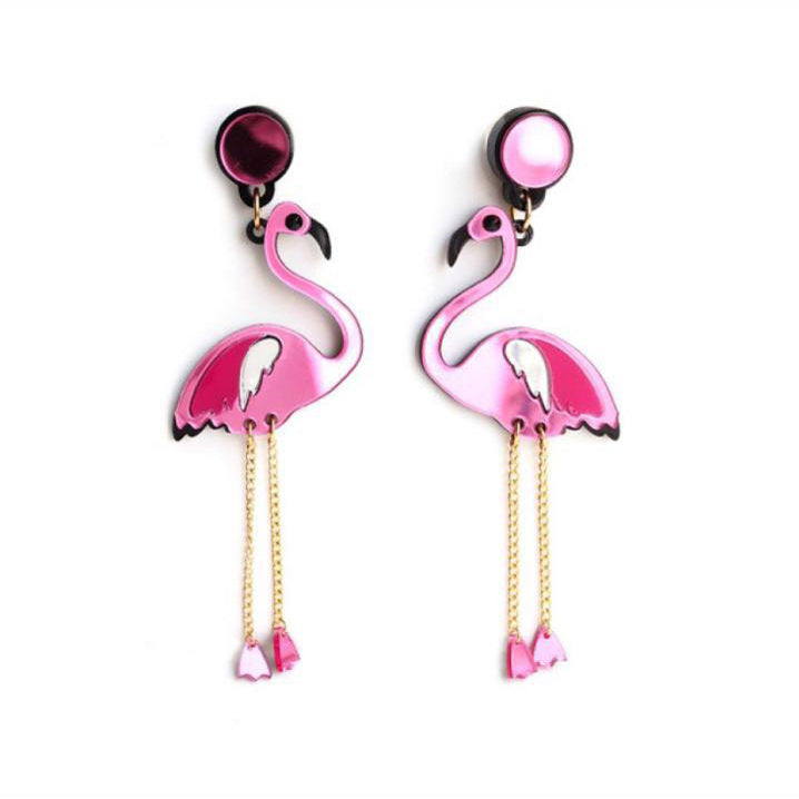 Acrylic Red Flamingo Earrings MYA-NingD050